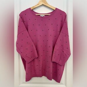 J. Jill Pink Knit Top with Black Accents